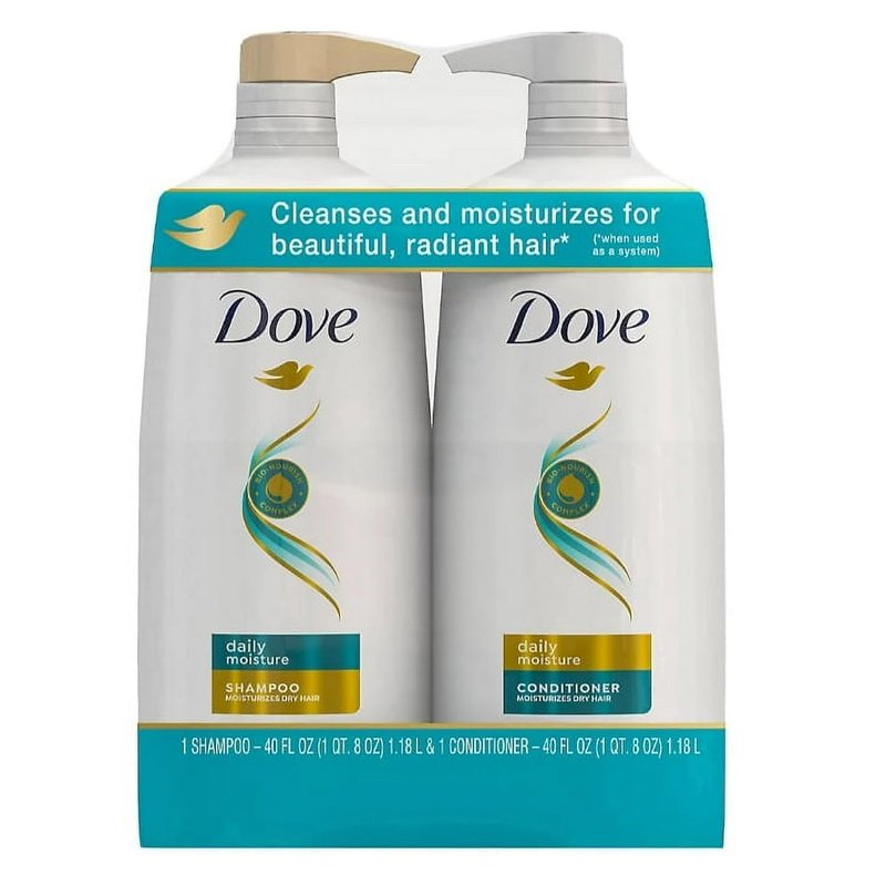 Dove Daily Moisture Shampoo & Conditioner Set - Deep Hydration & Smoothing for Dry, Damaged Hair | 18 Oz Each