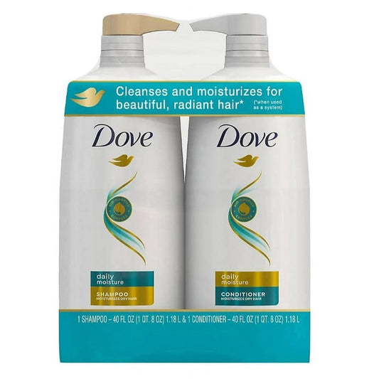 Dove Daily Moisture Shampoo & Conditioner Set - Deep Hydration & Smoothing for Dry, Damaged Hair | 18 Oz Each