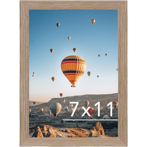 JCJMY 7x11 Picture Frame Rustic Brwon for Wall Hanging or Tabletop- Wall Mounting Horizontally or Vertically, 7 x 11 Wall Gallery Poster Photo Frame for 7 by 11 Photos, Rustic Brwon