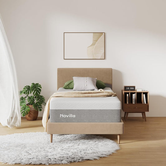 Novilla Twin Mattress - 10 Inch Gel Memory Foam for Cool Sleep & Pressure Relief | Medium Plush
