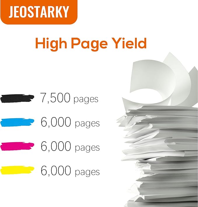 Jeostarky 414x Toner Cartridges 4 Pack High Yield Replacement for HP 414x Toner 414a W2020x Compatible with HP Color Laserjet Pro MFP M479fdw M479fdn M454dw M454dn M480f Printer