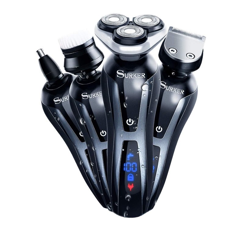 SURKER Electric Shaver - Cordless 3-in-1 Beard Trimmer & Nose Hair Groomer | Waterproof USB Rechargeable