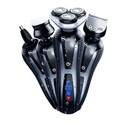 SURKER Electric Shaver - Cordless 3-in-1 Beard Trimmer & Nose Hair Groomer | Waterproof USB Rechargeable