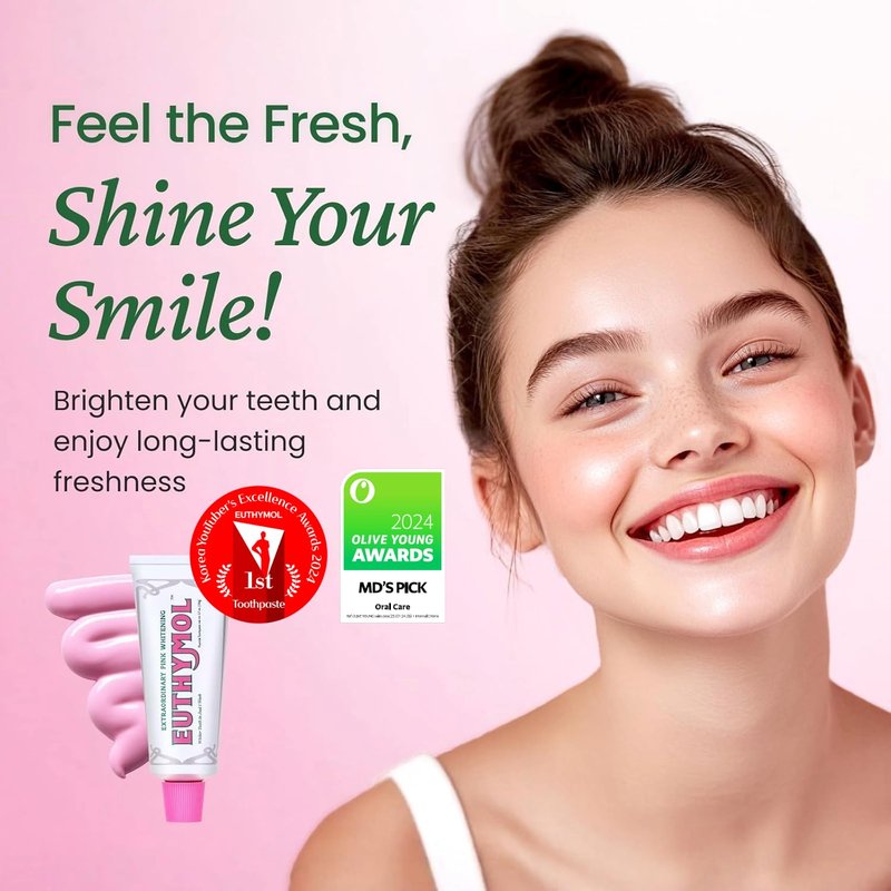EUTHYMOL Whitening Toothpaste Gift Set (3.7fl oz*2, Sqeezer Set) - Stain Removal in 2 Weeks, Long-Lasting Freshness for Sensitive Gum & Teeth. Bad Breath, Cavity Prevention