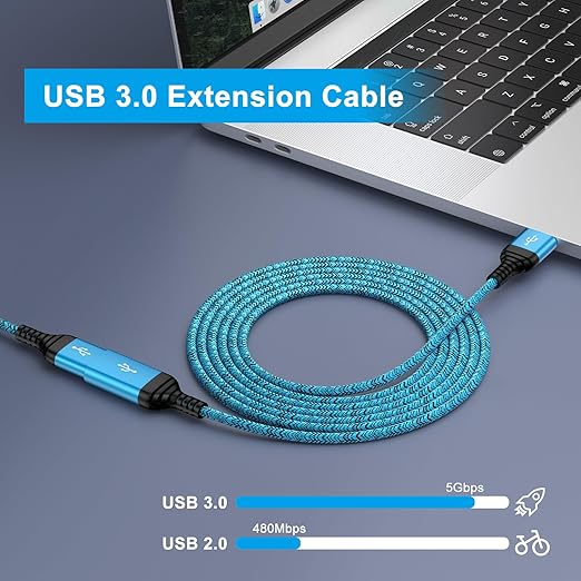 USB Extension Cable 10 FT, 2Pack USB3.0 Extension Cord Type A Male to Female USB Extender High Speed Data Transfer Extender Cord for Keyboard,Mouse,Playstation,Webcam,Hard Drive,Printer,Flash Drive