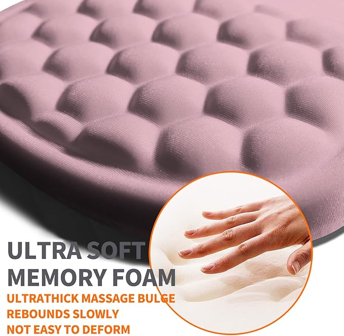 Armanza Ergonomic Joint Wrist Support Mouse Pad with Memory Foam Cushion Massage Bump, Carpal Tunnel Pain Relief Mousepad Slope Design for Wrist Rest, 11.8x7.9 in, Thistle