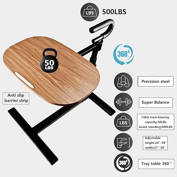 FleiSleep Auxiliary tray 360 ° rotating height adjustable rotating TV, computer desk, car five function auxiliary safety handle ( Black Roller Sliding 360° Sofa Rotating Table)