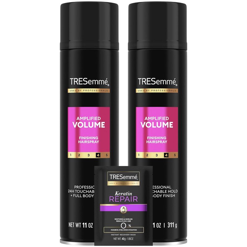 TRESemmé Hairspray Total Volume & Keratin Repair Hair Mask | Moisturizing Anti-Frizz Set (3 Pieces)