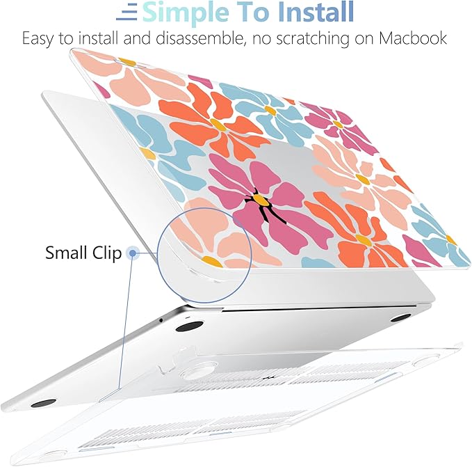 MEEgoodo for M5/M4/M3/M2 MacBook Air 15 inch Case 2026 2025 2024 2023, Case Fit Model (A3448/A3241/A3114/A2941) for MacBook Air 15.3 inch, Minimalist Style Floral