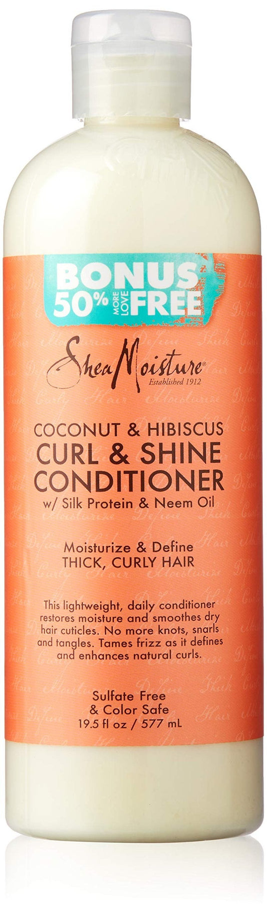Shea Moisture Coconut & Hibiscus Curl & Shine Conditioner, 19.5 Fl Oz