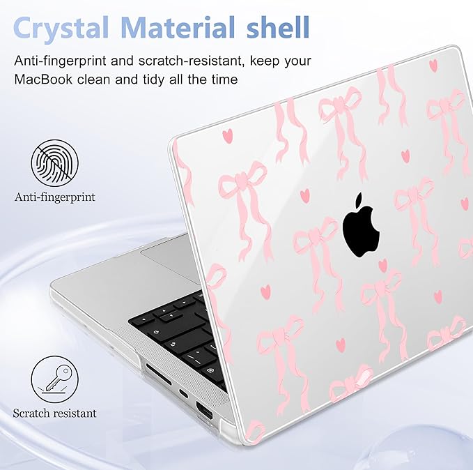Lepeoac for MacBook Pro 16 inch Case M1 M2 M3 M4 M5 Pro/Max with Liquid Retina XDR, Release 2021-2025 2026 A3429 A3428, Hard Shell Case with Screen Protector & Keyboard Cover, Bow