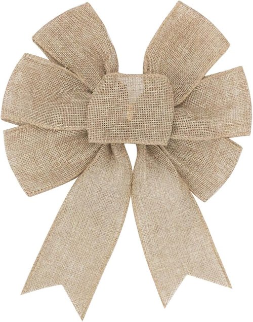 Burlap Wreath | Rustic Jute Bow Christmas Tree Topper Ornament for Weddings & Holiday Decor