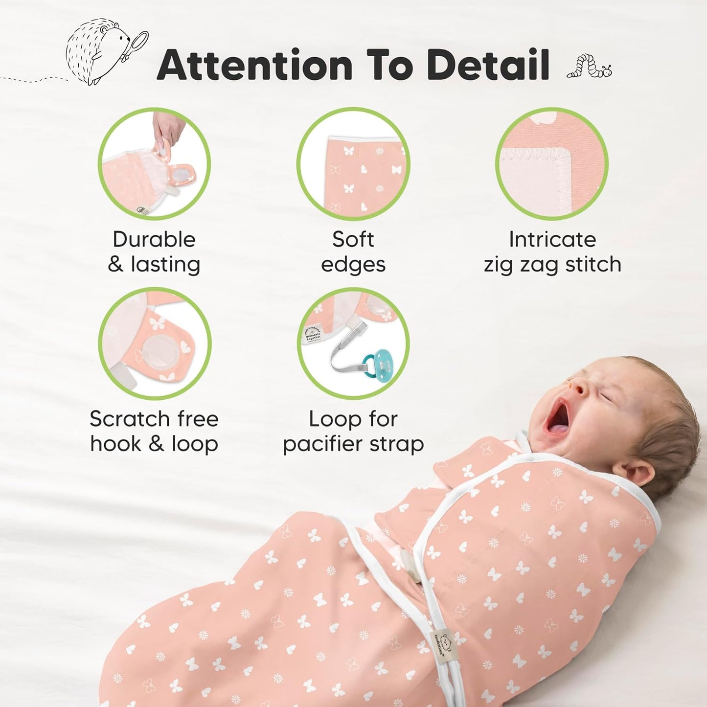 Organic Baby Swaddle Sleep Sacks by [Brand Name] - Soft & Snug for Newborns 0-3 Months | 3-Pack Butterflies, XS
