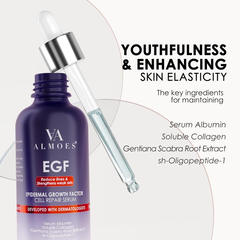 ALMOES Growth Factor Serum - Deep Moisturizing Antioxidant Face Serum for All Skin Types | 30 ML