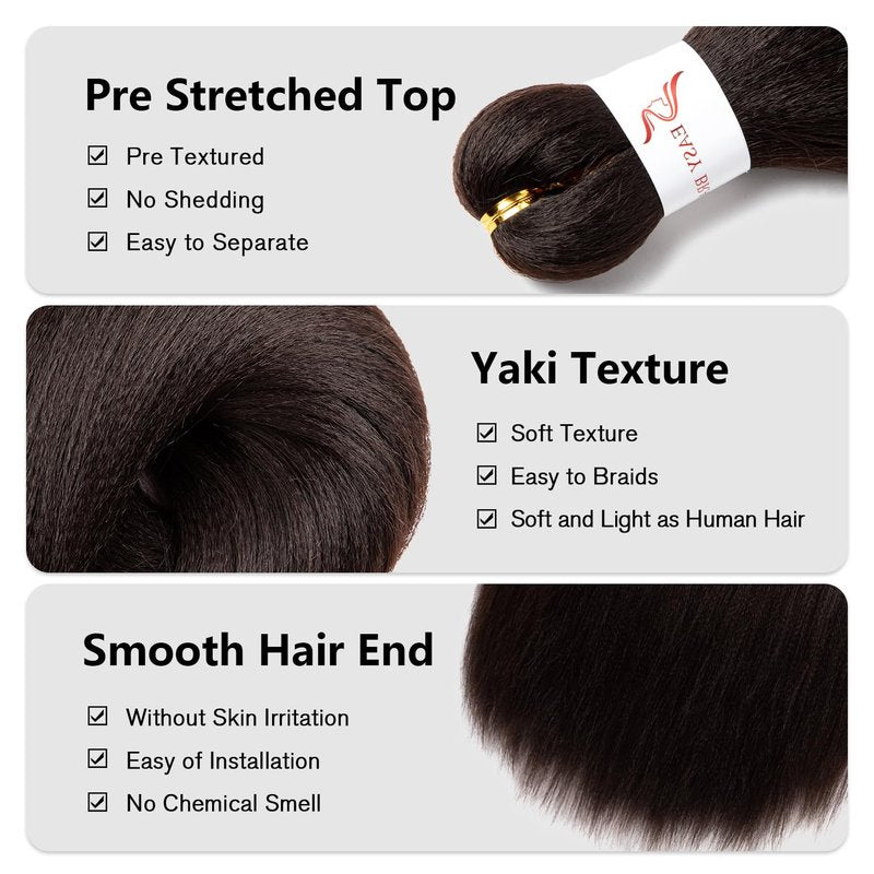 Pre-Stretched Braiding Hair - 20 Inch Medium Brown Synthetic Braids | 8 Packs for Easy Styling