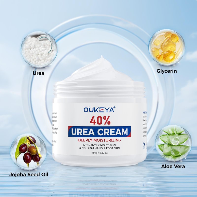 OUKEYA Urea Cream,NEW FORMULA Urea Cream 40 percent for Feet Maximum Strength,Dry Cracked Treatment Lotion for Knees & Elbows,Foot Dead Skin Cuticle Callus Remover Toenail Softener,5.29 oz（2 Packs