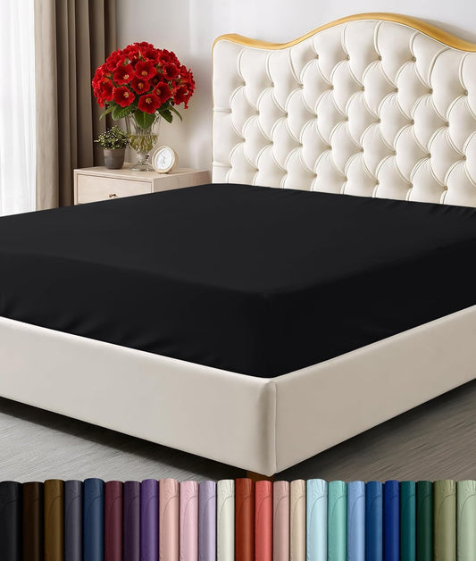 Utopia Bedding Full Fitted Sheet - Deep Pocket Microfiber - Soft, Shrinkage & Fade Resistant - Black