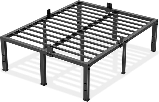 Yitong Angel Queen Size Bed Frame - 18-Inch High Heavy-Duty Metal Platform with Steel Slat Support | Noise-Free, Easy Assembly