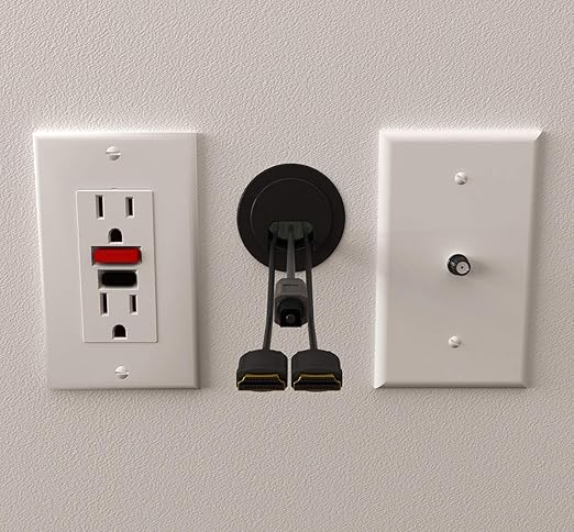 1PK Black Patented: Only Cable, Wire, Cord Management Tool-Free Self-Securing/Locking Grommet and with Cap Slider, for Walls, Ceilings, Desks - Used for All Surfaces 3/8" to 1" Thick. Made in USA