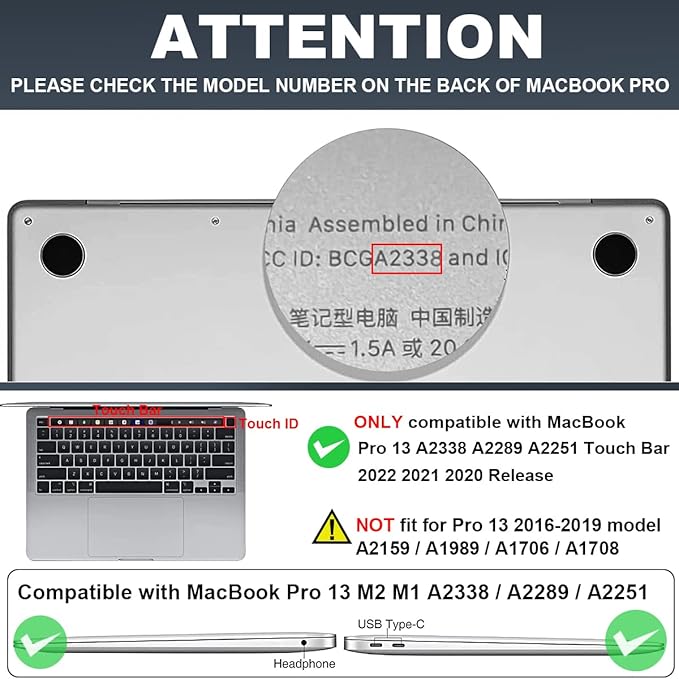 LCMOCICO for MacBook Pro 13 Inch Case 2022 M2 2020 2021 A2338 M1 A2251 A2289 with Touch Bar & Touch ID, Pattern Plastic Hard Case Keyboard Cover Screen Protector Webcam Cover Brush, Pink Bowknot