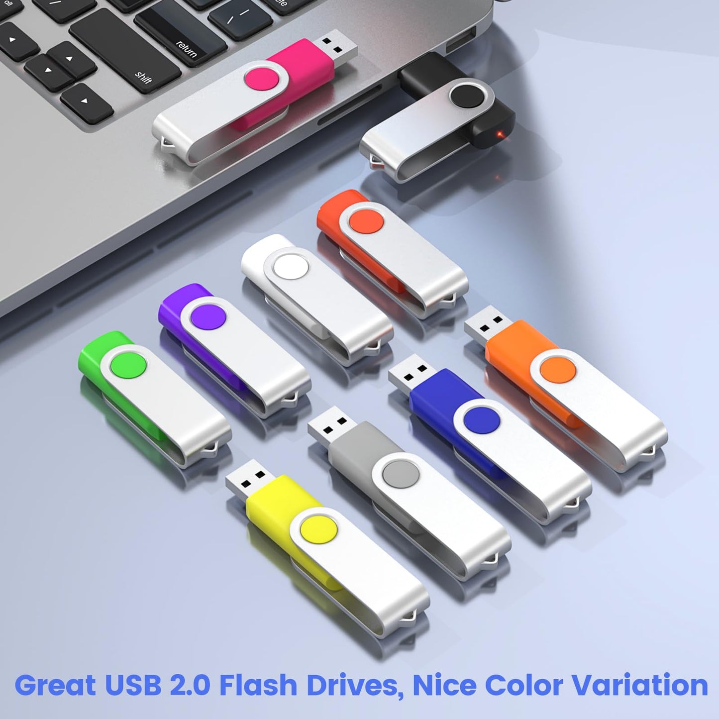 ABLAZE 1GB Flash Drive 10 Pack, USB 2.0 Memory Stick with Lanyards Swivel Thumb Drives Bulk Pendrive U Disk for Data Storage (Mixcolors)