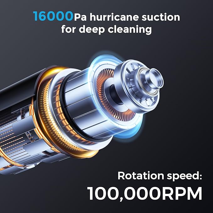 EPROEON EV1396 Cordless Handheld Vacuum Cleaner - 100W 16000Pa Powerful Suction, 14-24min Runtime, Multi-Nozzles & Floor Brush for Home, Car & Narrow Spaces