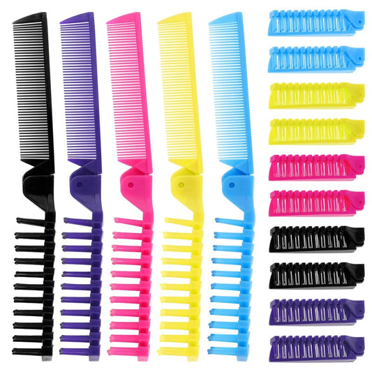 Foldable Hair Combs In Bulk, Individually Wrapped Multicolour Folding Comb, Women Men Pocket Size Double Headed Mini Hair Brush Styling Tool for Travel Hotel Homeless Shelter Charity Church(60 Pack)