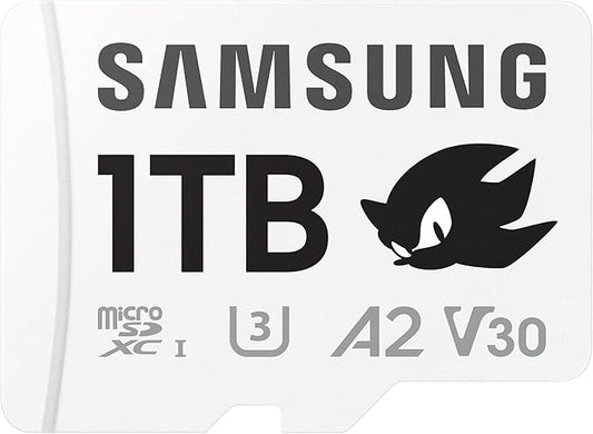 Samsung PRO Plus Sonic The Hedgehog + Adapter, 1TB microSDXC, Up-to 180MB/s, Full HD & 4K UHD, UHS-I, C10, U3, V30, A2, for Nintendo-Switch, Steam Deck, GoPRO, DJI Drone, Tablets (MB-MD1T0SA/LC1)