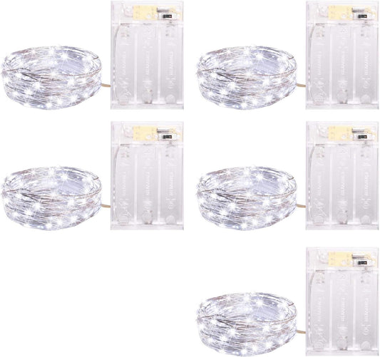 Skiennix 20 LED Fairy Lights - 7 Feet Battery Operated String Lights with Timer | Waterproof Silver Wire for Home, Party & Wedding Decor