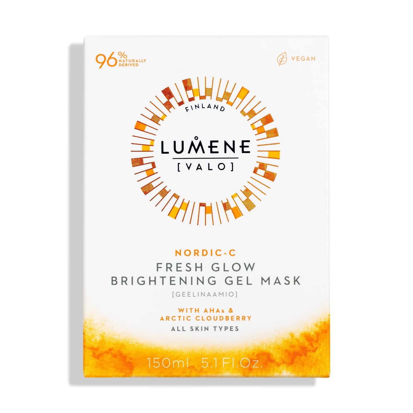 Lumene Nordic-C [Valo] Fresh Glow Brightening Gel Mask, 5.1 Fl.oz, facial mask with vitamin C, transparent