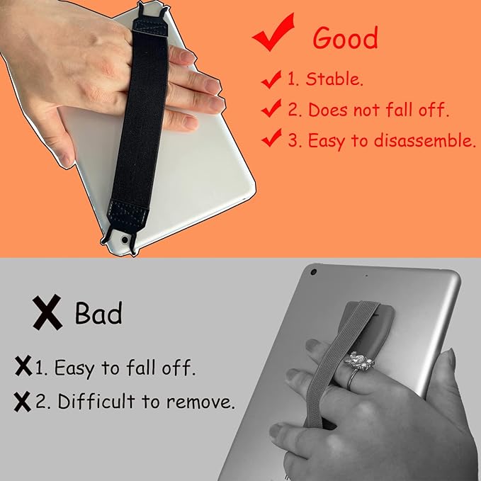 Gowjaw 2 Pack Tablet Hand Strap, Versatile Lightweight Finger Grip for 9-11 Inch Tablet, Kindle, iPad Pro/Air