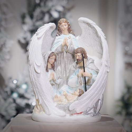 Braxio Indoor Nativity Angel Set - Holy Family Tabletop Christmas Decor | 10x6.5x12.4 Inch