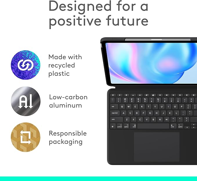 Logitech Combo Touch iPad Air 13-inch (M2, M3 & M4) (2024, 2025 & 2026) Keyboard Case - Detachable Backlit Keyboard with Kickstand, Comfortable Typing, Multi-use Mode - Midnight Black