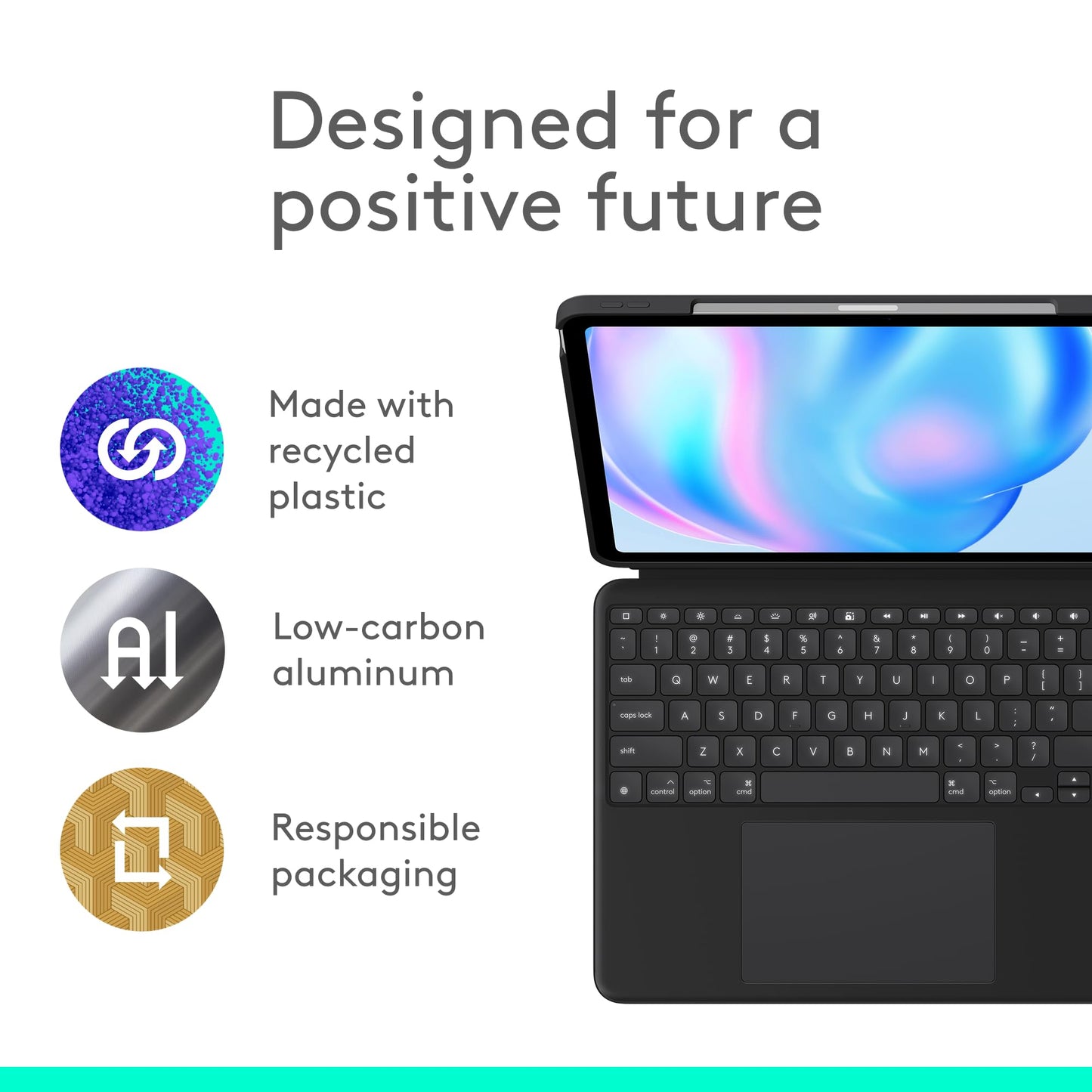 Logitech Combo Touch iPad Air 13-inch (M2, M3 & M4) (2024, 2025 & 2026) Keyboard Case - Detachable Backlit Keyboard with Kickstand, Comfortable Typing, Multi-use Mode - Midnight Black