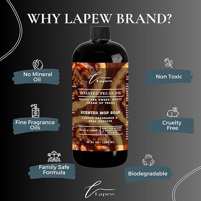 Lapew Toasted Pecan Pie Scented Cleaning Bundle | Carpet Deodorizer Powder (16 oz) & Mop Soap Concentrate (36 oz) | Pet-Friendly Odor Eliminator