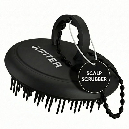Jupiter Scalp Exfoliator - Scalp Massager Tool for Wet & Dry Hair - Ergonomic Detangler Brush - Dandruff Comb & Scrub to Remove Dandruff & Buildup and Support Circulation - Black