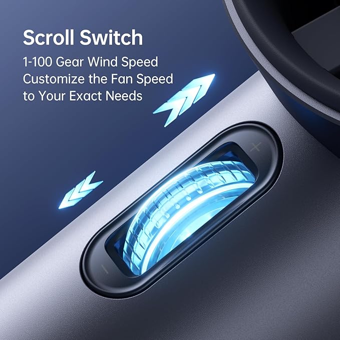 JISULIFE Handheld Fan Pro1 - Next-Gen Airflow: 2–12 Hours Runtime, Pearlescent ABS - Elegant Strength, 1-100 Speed Scroll Wheel, 3600mAh-Portable Fan for Travel, Gifts for Women Men(Stellar Blue)