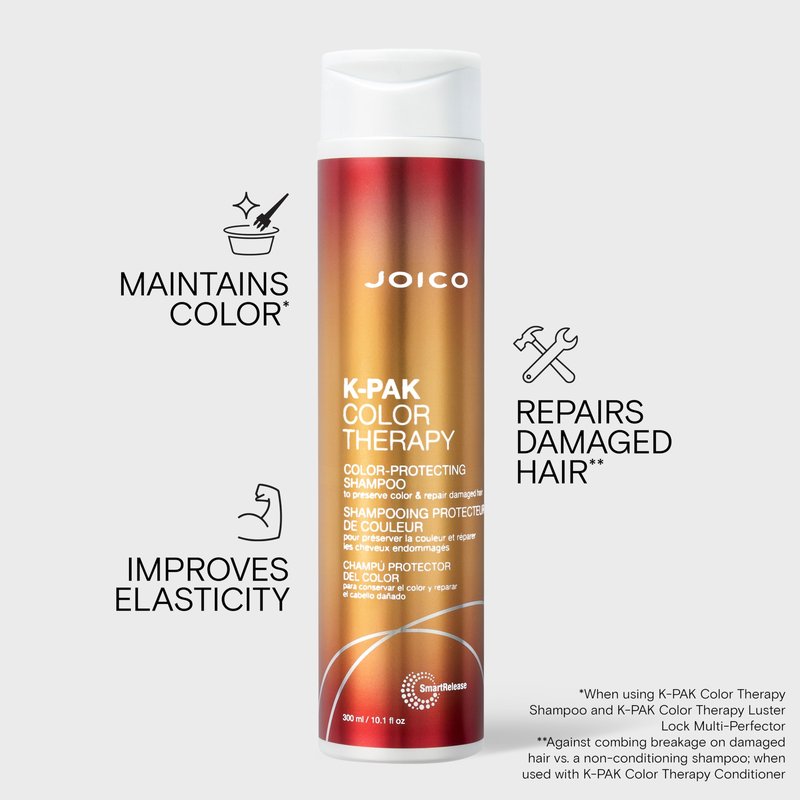 Joico K-PAK Color Therapy Color-Protecting Shampoo | For Color-Treated Hair | Boost Shine | Improve Elasticity | Repair Breakage | Rebuild Damaged Hair | With Keratin & Argan Oil | 10.1 Fl Oz