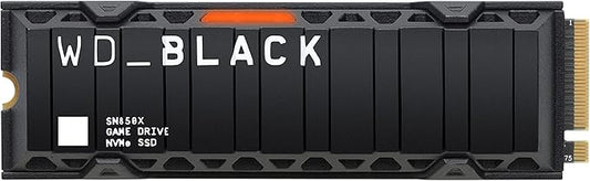 WD_BLACK SN850X 2TB NVMe SSD with Heatsink - M.2 2280, Up to 7,300 MB/s Read speeds, Up to 6,300 MB/s write speeds, Gaming Expansion, High Performance Internal Solid State Drive - WDS200T2XHE