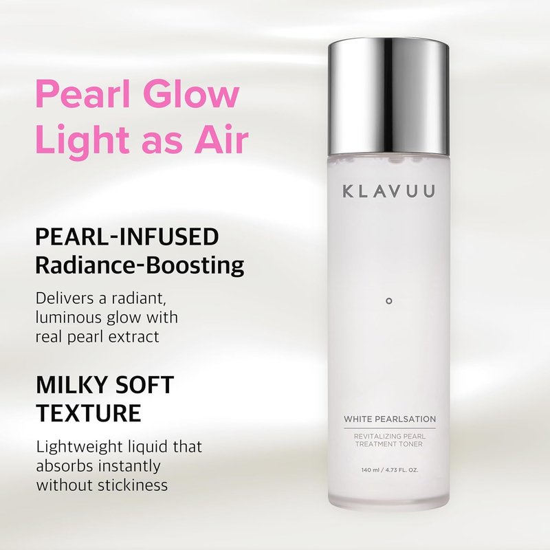KLAVUU Hydrating Milky Toner | Pearl & Niacinamide for Glowing Skin, Wrinkle Care & Moisture Balance - 4.76oz