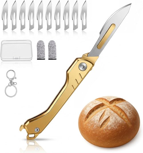 Bread Lame | Sourdough Scoring Tool with 10 Razor Blades - Portable & Folding Design for Perfect Baking