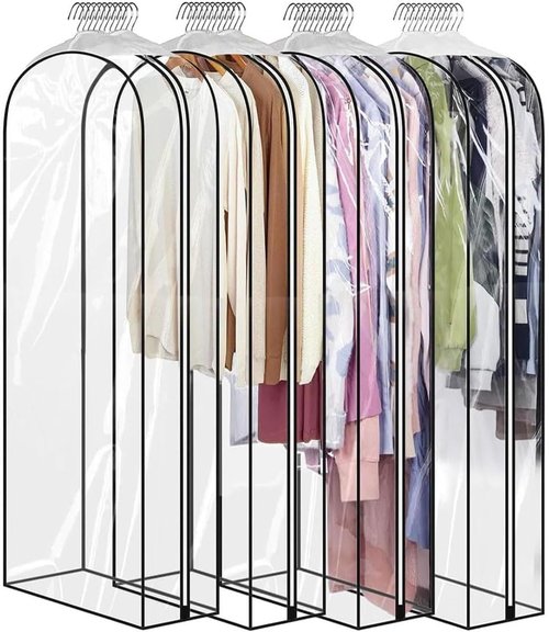 Clear Clothes Hangers - 60 Pack with Smooth Zipper | 10" Gusseted Waterproof Garment Bags for Suits & Dresses