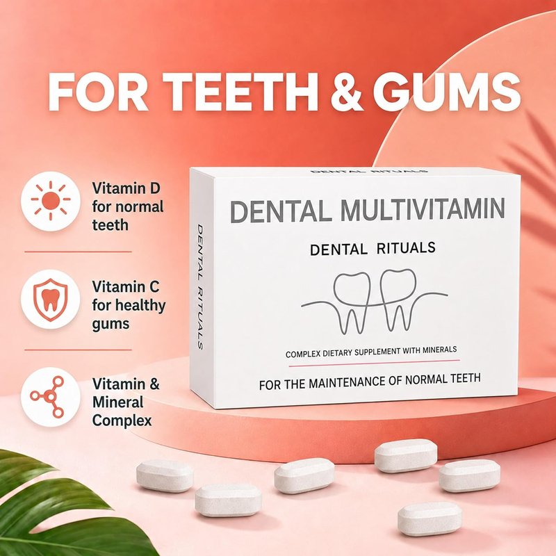 Daily Dental Multivitamin - Supports Teeth & Gum Health | 30 Tablets with High-Dose Vitamins A, C, D & B-Complex