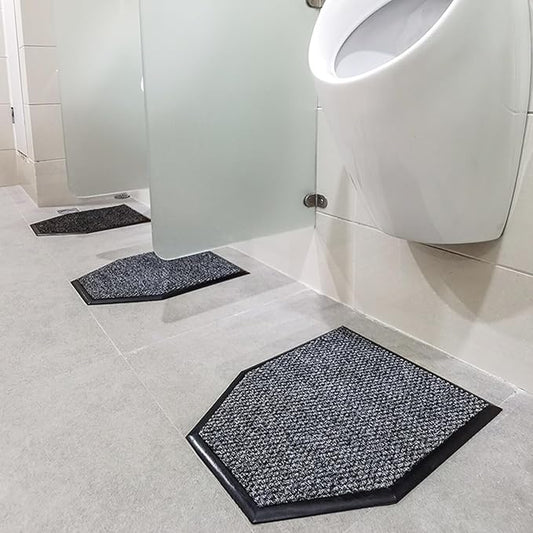 HM&DX Water Absorption 2 Pack Urinal Mats, Reusable Non-Slip Deodorization Urinal Floor Mats,Commercial Washable Urinal Carpet Rug for Men's Restroom Floor Protector(40x50cm(15.7"x19.7"), Grey)
