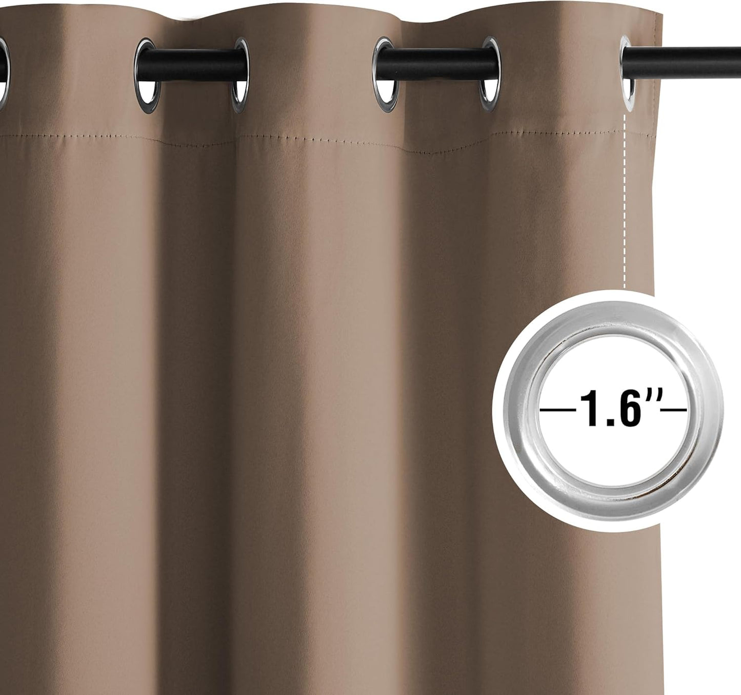 NICETOWN Room Darkening Curtains - 2 Panels in Cappuccino | W52 x L84 for Enhanced Privacy