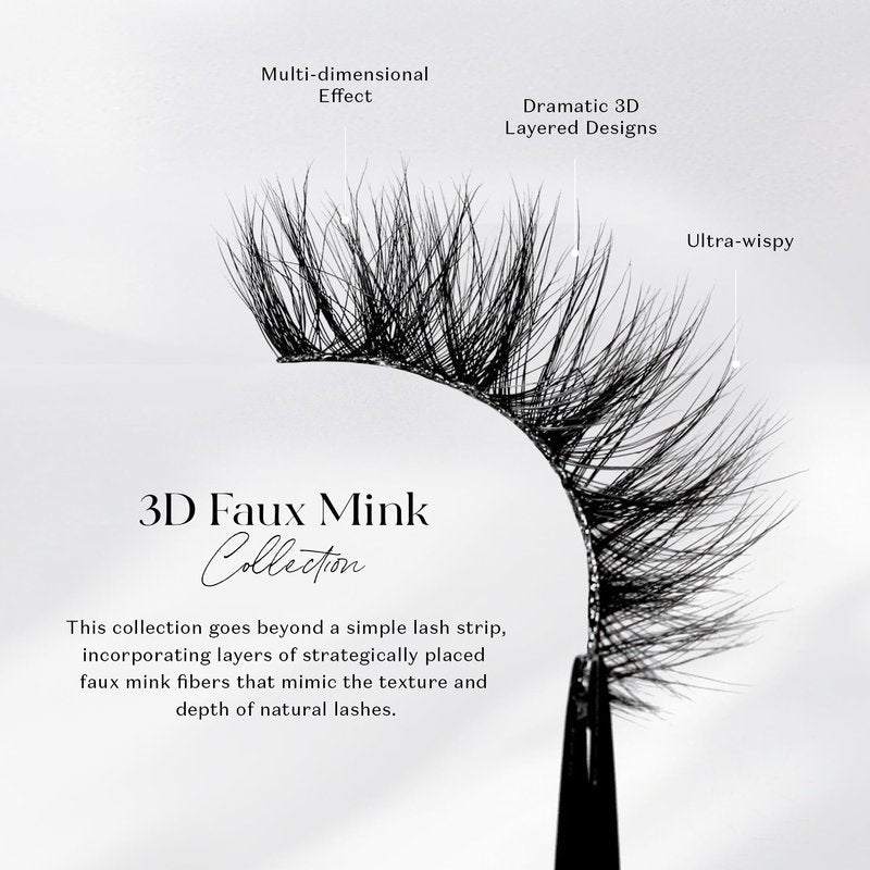 Lilly Lashes 3D Mykonos Faux Mink Strip Eyelashes, False Eyelashes Dramatic Look, Reusable False Lashes, Fake Lashes Pack, Lash Strips with Luxury Silk Like Fibers, No Lash Glue Included