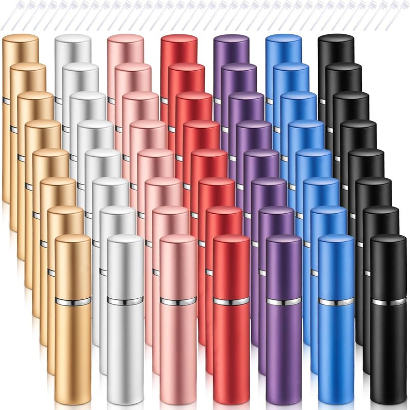 Refillable Perfume Atomizer - 56 Mini 5ml Spray Bottles with Transfer Pump | Colorful Set for Travel