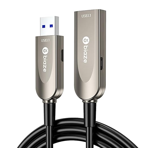 biaze Active Optical USB 3.0 Extension Cable Fiber Optic Type A Male to Female USB Extension Cord USB Extender 5Gbps Data Transfer for Webcam,Gamera, USB Hub, Keyboard, Hard Drive, Printer(50ft)