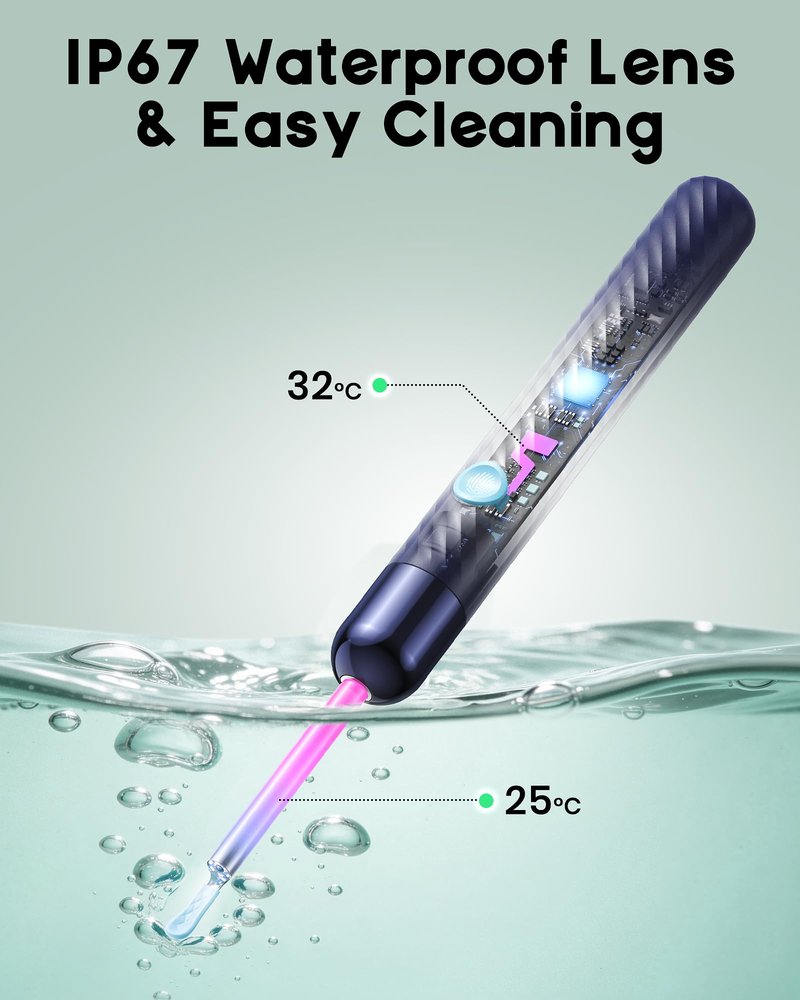 Ear Wax Removal - Earwax Remover Tool with Ear Set - Ear Canal Cleaner with 1080P Camera - FSA HSA Eligible - Ear Cleaning Kit with Ear Spoon - Ear Camera for iOS & Android (Navy Blue)