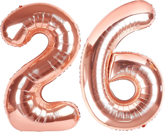 Numbers 26 Balloon - Rose Gold Digital Balloon for 26th Birthday Party | 40 Inch Decor for Engagements & Weddings
